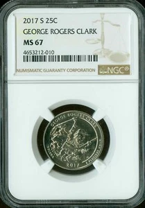 2017 S GEORGE ROGERS CLARK QUARTER NGC MS67 2nd FINEST REGISTRY * - Picture 1 of 2