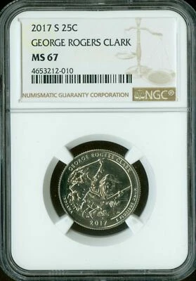 2017 S GEORGE ROGERS CLARK QUARTER NGC MS67 2nd FINEST REGISTRY * - Image 1 of 2