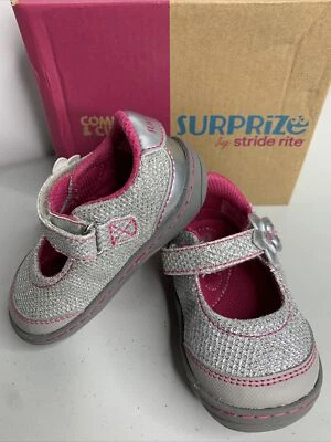 Girls Stride Rite Surprize Silver Sparkle Pauline Sneakers Size 3 - Image 1 of 4