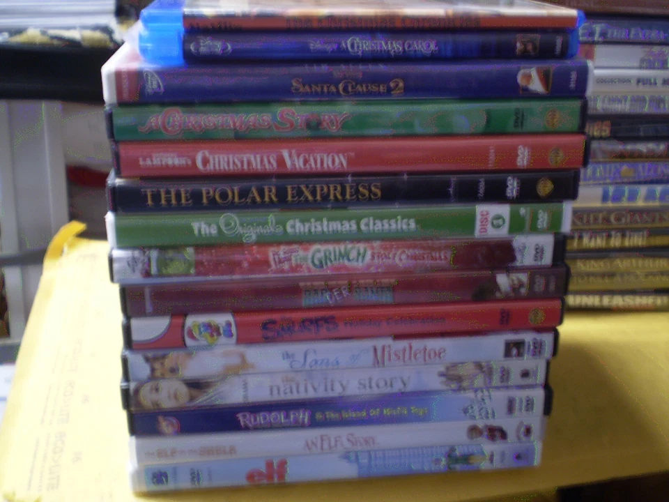 (15) Christmas Holiday DVD Lot: Grinch Rudolph Disney Santa Clause Elf  Vacation - Image 1 of 1