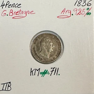ROYAUME-UNI / GRANDE BRETAGNE (4 Pence 1836) Monnaie en Argent // Qualité : TTB - Foto 1 di 2
