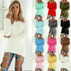 Ladies Winter Warm Plain Sweater Fluffy Jumper Casual Long Sleeve Pullover Tops