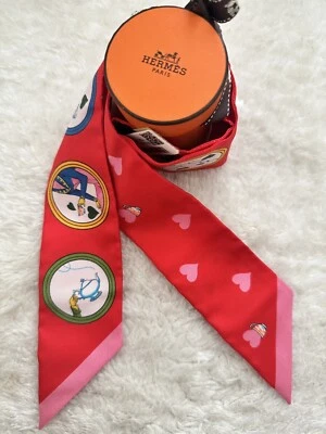 Authentic Brand New With Tags Hermes Tea Time Twilly Rouge VIF Silk Scarf Twilly - Image 1 of 4