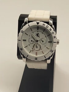 Orologio Express Cronografo Uomo Acciaio Inox Quadrante Bianco & Cinturini in Silicone Data - Foto 1 di 12