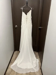 Size 8 Mia Solano M1070L Corset Back Diamond White Bridal Gown Wedding Dress - Picture 1 of 10