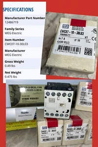 WEG CWC07-10-30L03 Minicontactor CWC071030L03 NEW In Box! 24v Dc (LC) - Picture 1 of 10