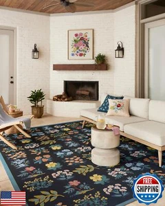 Loloi Rifle Paper Co. Perennial Collection Wildflower PRN-03 Black/Navy 3'-11 - Picture 1 of 5