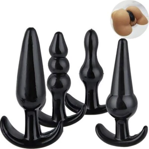 kit plug butt nero indossabile divaricatore dildo silicone sadomaso SEX TOY BDSM - Foto 1 di 9