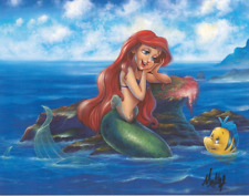 James C. Mulligan SIGNED Walt Disney Art Print The Little Mermaid Ariel Flounder