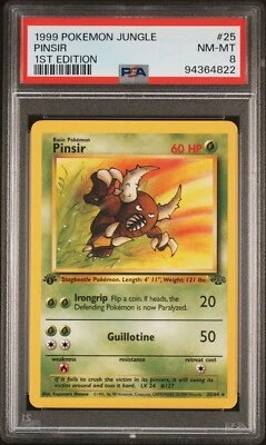 1999 Pokemon Jungle Pinsir 1st Edition Non Holo #25 PSA 8 NM-MT - Image 1 of 2