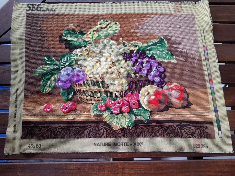 CANEVAS fini SEG de Paris Nature Morte XIXeme Fait main demi point de croix - Photo 1/1