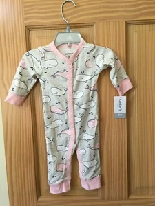 New Carter's Whale Cotton Pajama PJs Footless Sleeper Baby Girl Infant - Picture 1 of 1