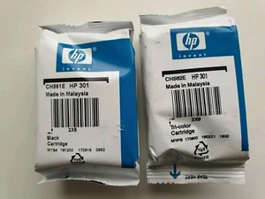HP 301 Czarne i trójkolorowe oryginalne wkłady atramentowe, CH561E, CH562E, HP301 - Zdjęcie 1 z 5