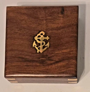 Antique Maritime Compass In Wooden Box  - Picture 1 of 6