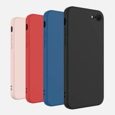 防震 iPhone 7/8/SE 外壳-高级液体硅胶保护套+ 高清玻璃保护膜 — 第 1/4 张图片