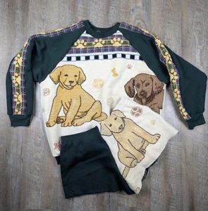 Conjunto de Pantalones Cortos y Cuello Redondo Upcycle Perros Cachorros Mujer L-XL - Imagen 1 de 8