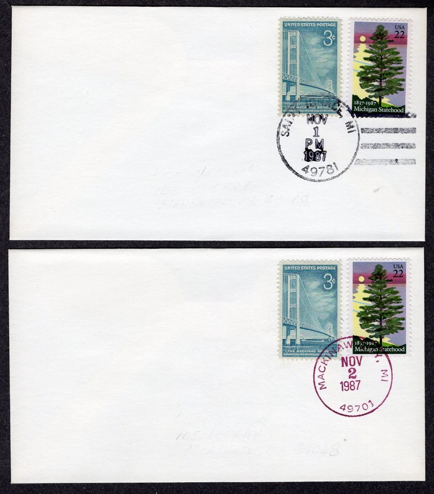 1987 Mackinac Bridge Opening 30th Nov 1-Nov 2 (1109)  2 COMBO EVENT COVERS TB441 - Image 1 of 1