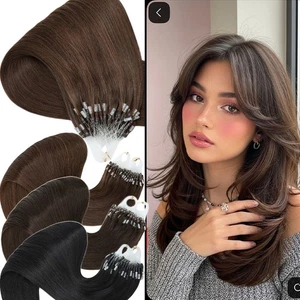 Micro Ring Easy Loop Bead Russian Remy Human Hair Extensions Pre-Bonded Brunette - Picture 1 of 34