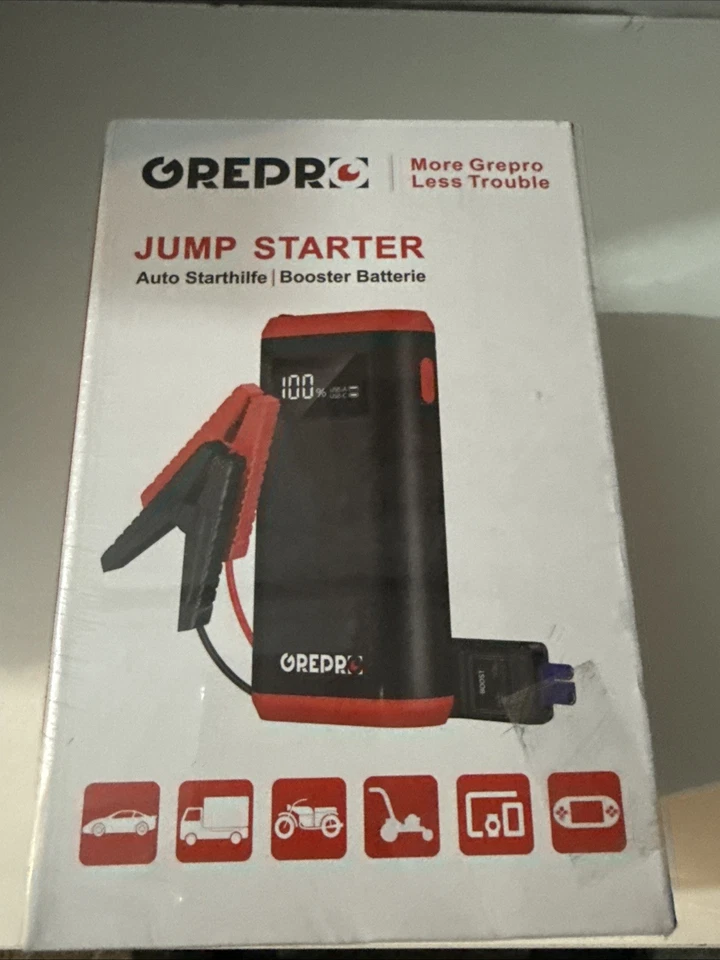 GREPRO 3000A Car Jump Starter Power Pack for 10.0L Gas 8.0L Diesel 12V Vehicles
