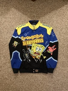 Vintage JH Designs SpongeBob SquarePants Embroidered NASCAR Jacket Size Mens M - Picture 1 of 6