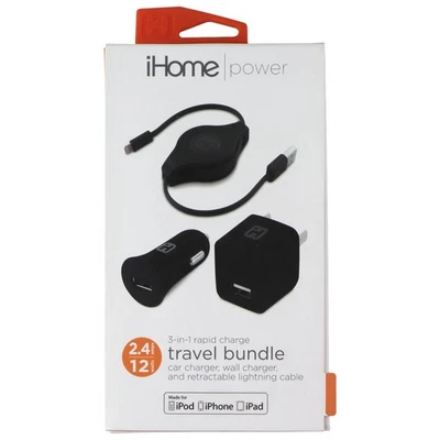 Paquete de viaje de carga rápida iHome Power 3 en 1 (12 W) - negro Foto 1 de 3