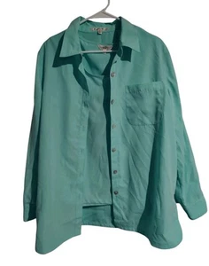 Travel Smith 2-Piece Aqua Buttoned Long Sleeve/Tank Blouse Top L NWOT - Picture 1 of 10