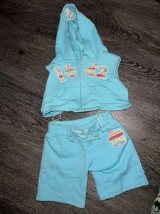 Build A Bear Workshop Limited Too Light Blue Rainbow Letters Sleeveless Outfit - Picture 1 of 6