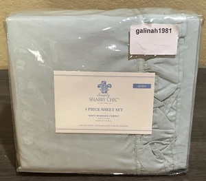 Simply Shabby Chic by Rachel Ashwell Ruffled 4-piece QUEEN Sheet Set Sage Green - Picture 1 of 3