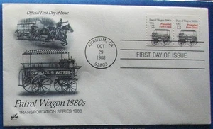 US FDC SC #2258 PATROL WAGON 1890s  Art Craft 1988. - Picture 1 of 1