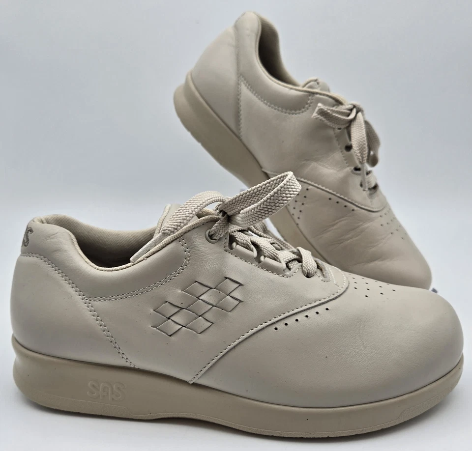 Zapatos para caminar para mujer 6W - SAS Free Time, cuero color crema, estilo Oxford Foto 1 de 4