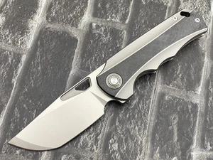 Twosun Folding Knife K110 Blade Titanium/CF Handle Camping Knife TS522-K110-CF - Picture 1 of 11