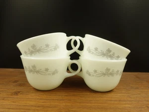 4 Pyrex Teetassen mit C-Griff grau Blumen - Bild 1 von 15