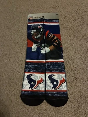 Houston Texans Crew Socks Men’s Medium Size 5-10 JJ Watt All Over Print AOP NFL - Image 1 of 4
