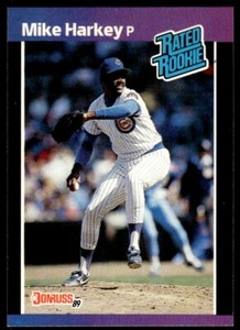 1989 Donruss Baseball Card Mike Harkey Rookie Chicago Cubs #43