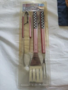 Charcoal Companion Stainless Celebrate America Steel 3 Pc Grill Tool Set New - Picture 1 of 8