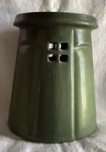 Jarrón verde mate reticulado cerámica Ephraim Faience 2006 #525 Ken Nekola 6" - Imagen 1 de 9