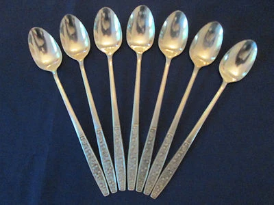 ¡JUEGO DE 7 CUCHARAS DE TÉ HELADO! SILUETA vintage inoxidable: patrón SST3: ¡EXCELENTE! Foto 1 de 4