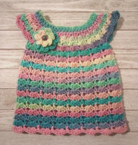 crochet handmade baby girls dress 0-6 months puffs candied USA - Picture 1 of 2