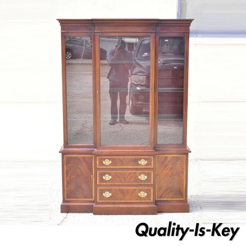 Hickory Chippendale Banded Inlay China Cabinet American Masterpiece Collection Cover