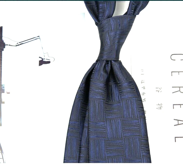 New Classic Checks Plaids Blue JACQUARD WOVEN 100% Silk Men's Necktie Tie - Image 1 of 1