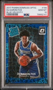 De'Aaron Fox 2017 Panini Donruss Optic Blue Velocity RC Gem Mint PSA 10 #196