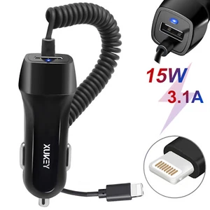 Cargador USB de coche encendedor de cigarrillos cable en espiral adaptador de carga para iPhone 13 14 - Imagen 1 de 8