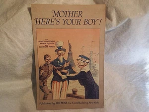 1918 MOTHER HERES YOUR BOY,UNCLE SAM WWI SHEET MUSIC,Patriotic,statue of liberty - Picture 1 of 4