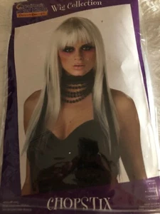 Black Streaks Goth Wig Women White - Picture 1 of 2