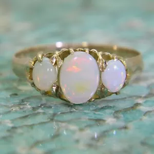 Anillo Trilogía Ópalo Eduardiano Oro 9ct 9k Talla 6 1/4 - M - Imagen 1 de 8