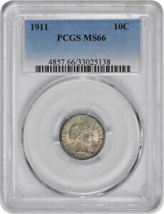 1911 Barber Silver Dime MS66 PCGS