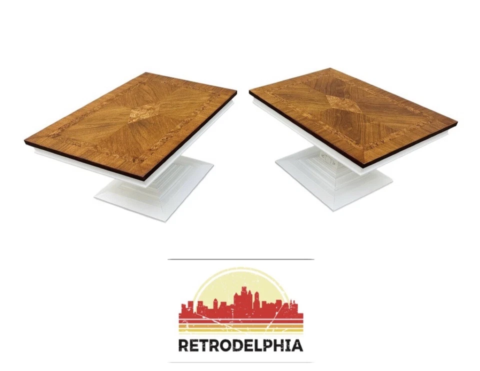 Mesas auxiliares vintage de nogal burlado - Juego de 2 Foto 1 de 4