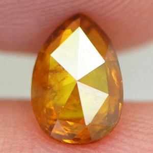 Loose Pear Shape Diamond Fancy Orange Color 0.63 Carat SI2 Certified Enhanced - Picture 1 of 9