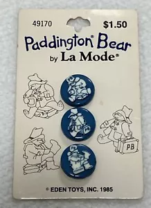 JUEGO DE BOTONES ""OSO PADDINGTON"" DE COLECCIÓN 1985 (3) - NUEVO/RARO - Imagen 1 de 15