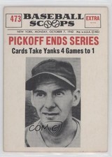 1961 Nu-Cards Baseball Scoops Marty Marion Pickoff Ends Series #473